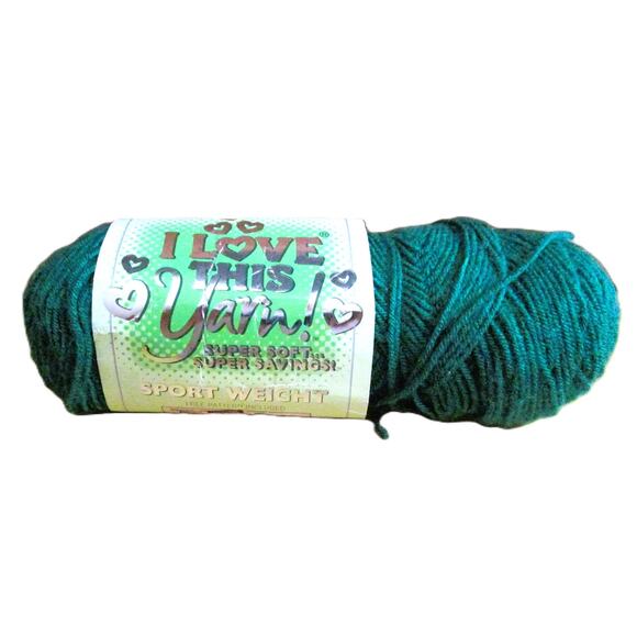 I Love This Yarn Green Acrylic Sport Weight 230 Yards Knit Crochet Craft - Picture 1 of 2